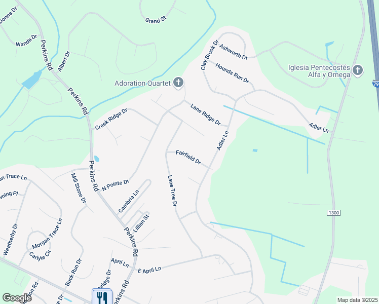 map of restaurants, bars, coffee shops, grocery stores, and more near 107 Fairfield Drive in Goldsboro