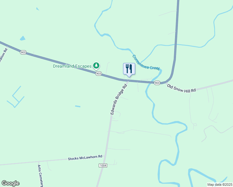 map of restaurants, bars, coffee shops, grocery stores, and more near 134 Edwards Bridge Road in Grifton