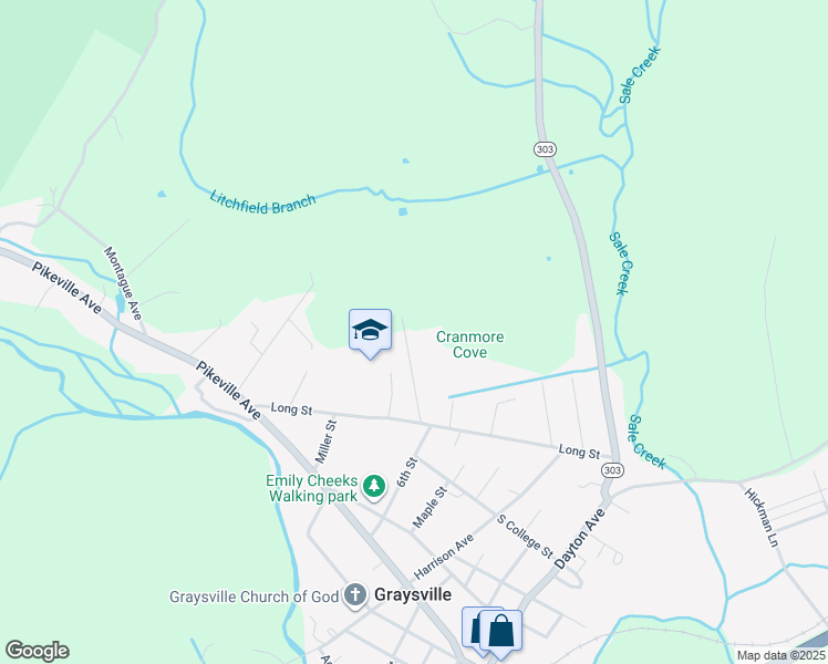 map of restaurants, bars, coffee shops, grocery stores, and more near 296 Blackburn Street in Dayton