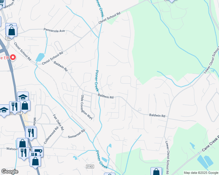 map of restaurants, bars, coffee shops, grocery stores, and more near 19 Fieldtop Lane in Arden