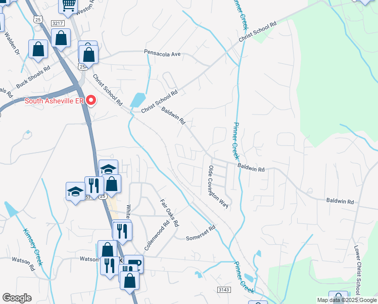 map of restaurants, bars, coffee shops, grocery stores, and more near 67 Baldwin Road in Arden