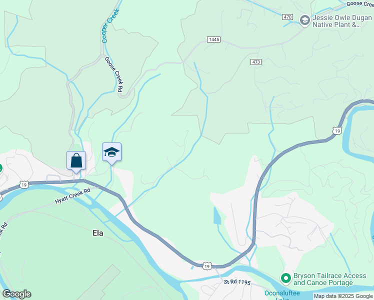 map of restaurants, bars, coffee shops, grocery stores, and more near 319 Nelson Road in Bryson City