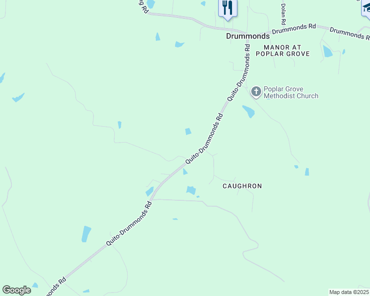 map of restaurants, bars, coffee shops, grocery stores, and more near 40 Cates Road in Drummonds