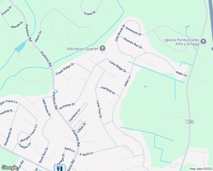 map of restaurants, bars, coffee shops, grocery stores, and more near 107 Fairfield Drive in Goldsboro