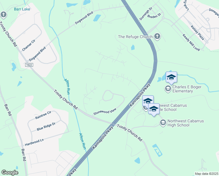 map of restaurants, bars, coffee shops, grocery stores, and more near 2692 Stonewood View in Kannapolis