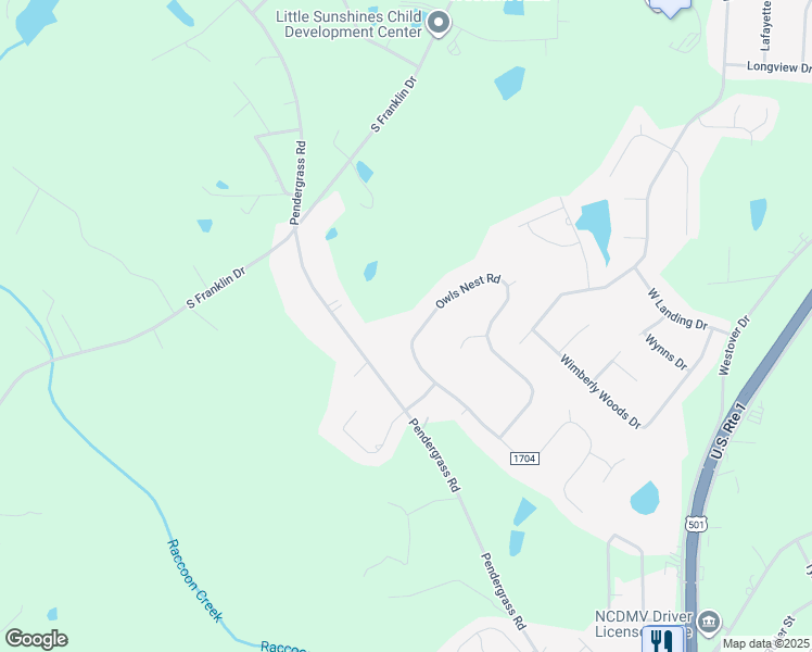 map of restaurants, bars, coffee shops, grocery stores, and more near 1608 Owls Nest Road in Sanford
