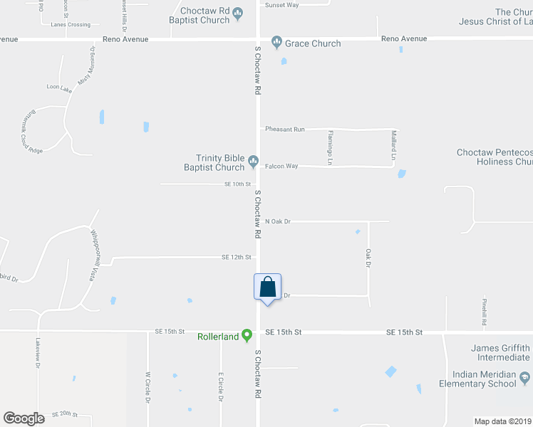 map of restaurants, bars, coffee shops, grocery stores, and more near 15029 North Oak Drive in Choctaw