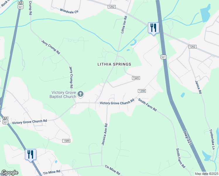 map of restaurants, bars, coffee shops, grocery stores, and more near 950 General Hoke Dr in Lincolnton