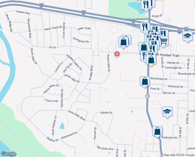 map of restaurants, bars, coffee shops, grocery stores, and more near 306 Elfen Glen Street in Van Buren
