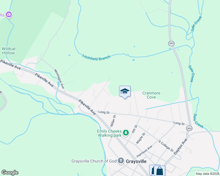 map of restaurants, bars, coffee shops, grocery stores, and more near 312 Pope Street in Graysville