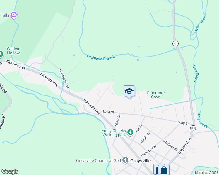 map of restaurants, bars, coffee shops, grocery stores, and more near 312 Pope Street in Graysville