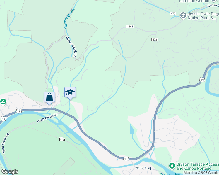 map of restaurants, bars, coffee shops, grocery stores, and more near 319 Nelson Road in Bryson City