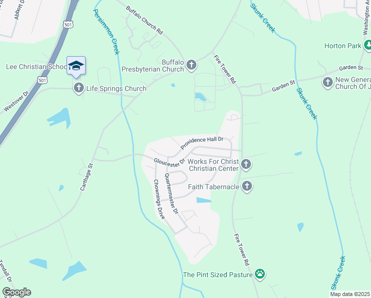 map of restaurants, bars, coffee shops, grocery stores, and more near 327 Providence Hall Drive in Sanford