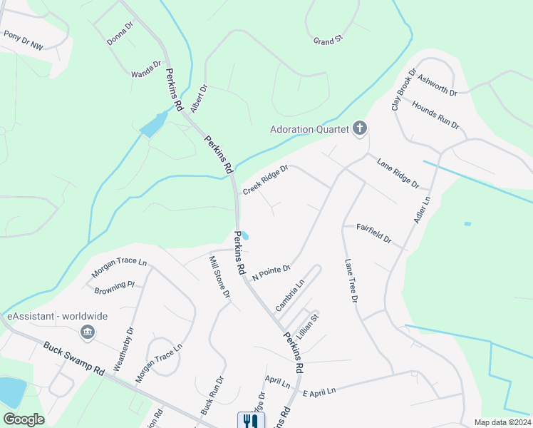 map of restaurants, bars, coffee shops, grocery stores, and more near 109 Downing Place in Goldsboro