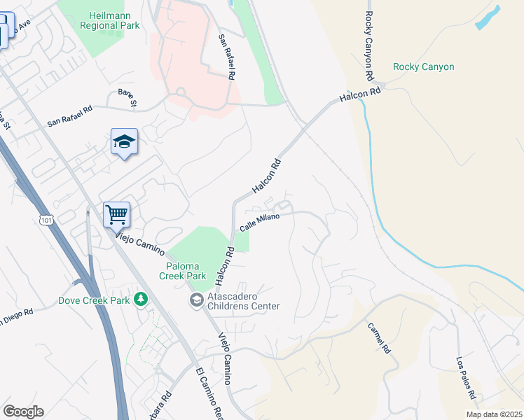 map of restaurants, bars, coffee shops, grocery stores, and more near 9245 Ciruela Way in Atascadero