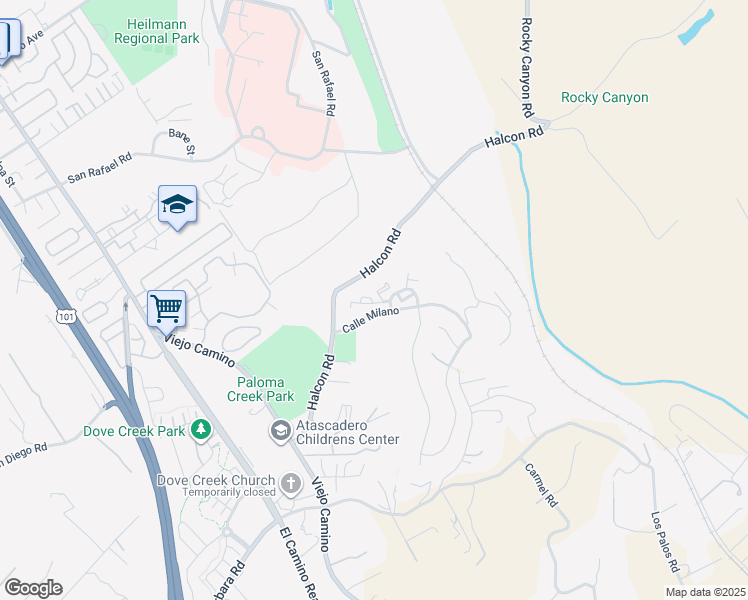 map of restaurants, bars, coffee shops, grocery stores, and more near 9245 Ciruela Way in Atascadero