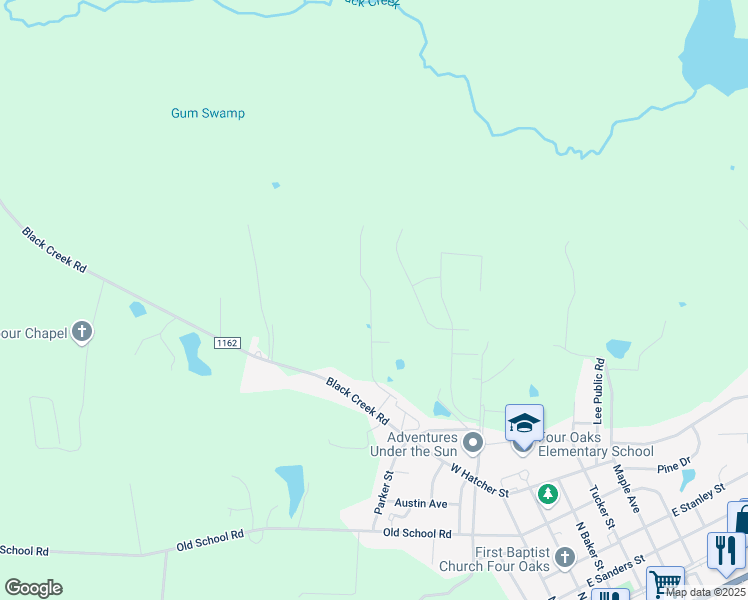 map of restaurants, bars, coffee shops, grocery stores, and more near in Four Oaks