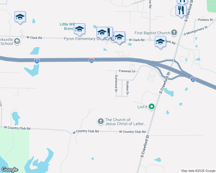 map of restaurants, bars, coffee shops, grocery stores, and more near in Clarksville