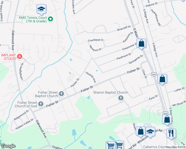 map of restaurants, bars, coffee shops, grocery stores, and more near 2398 Shady Lane Avenue Exn in Kannapolis