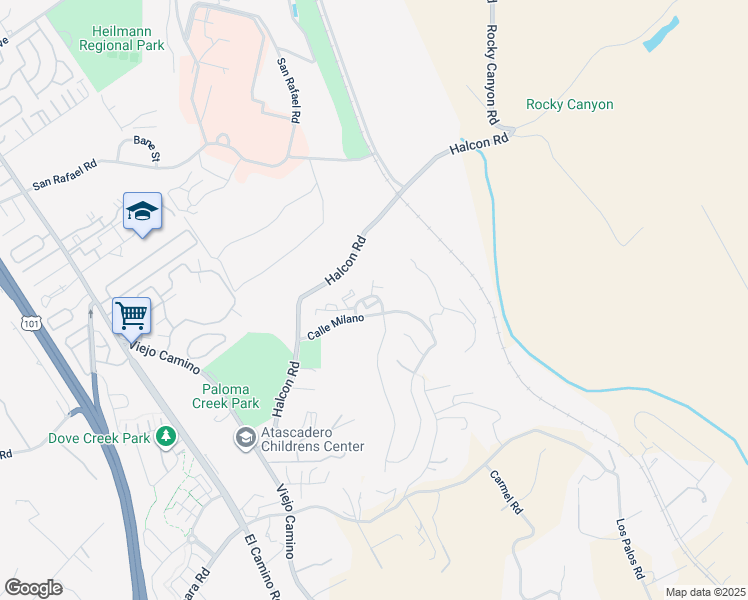 map of restaurants, bars, coffee shops, grocery stores, and more near 9383 Cielo Azul Court in Atascadero