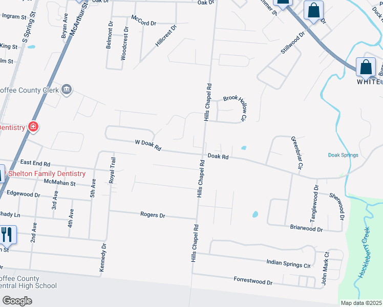 map of restaurants, bars, coffee shops, grocery stores, and more near 1528 Hills Chapel Road in Manchester