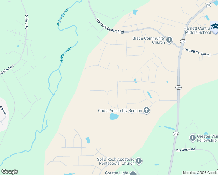 map of restaurants, bars, coffee shops, grocery stores, and more near 492 Winding Creek Drive in Lillington