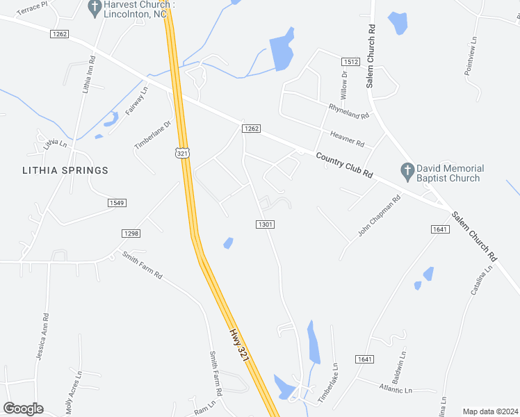 map of restaurants, bars, coffee shops, grocery stores, and more near 1277 Janice Road in Lincolnton