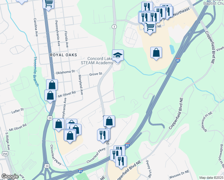 map of restaurants, bars, coffee shops, grocery stores, and more near 421 North Avenue in Kannapolis