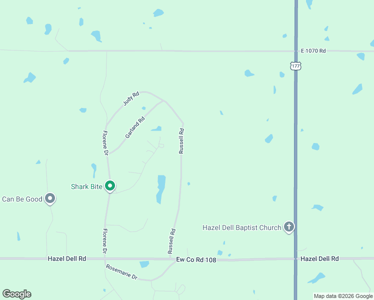 map of restaurants, bars, coffee shops, grocery stores, and more near 19 Russell Road in McLoud
