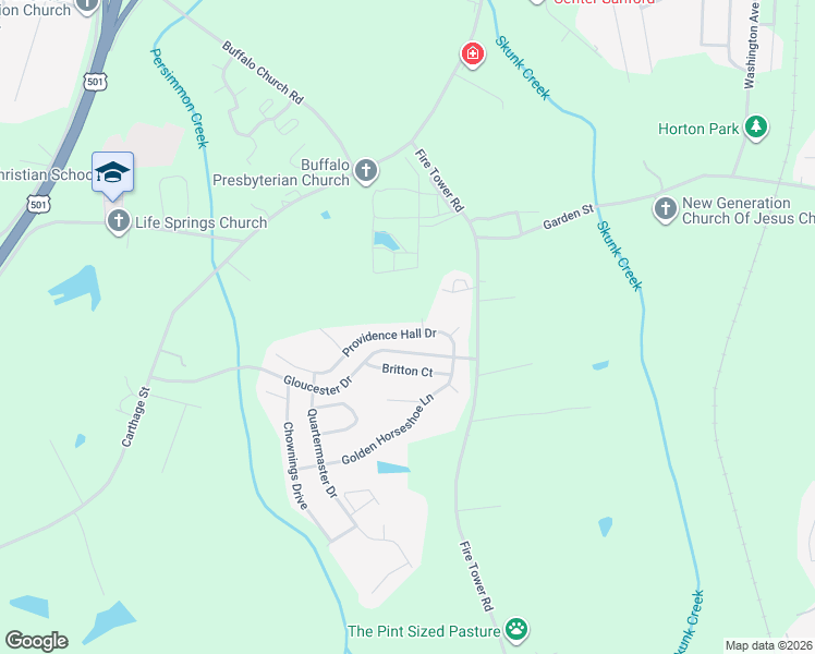 map of restaurants, bars, coffee shops, grocery stores, and more near 306 Providence Hall Drive in Sanford