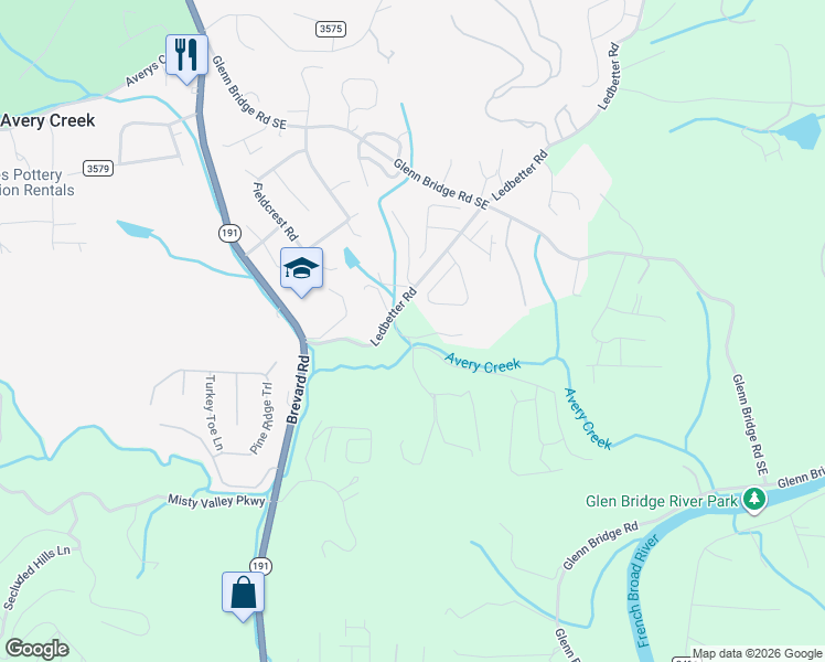 map of restaurants, bars, coffee shops, grocery stores, and more near 30 Lance Road in Arden