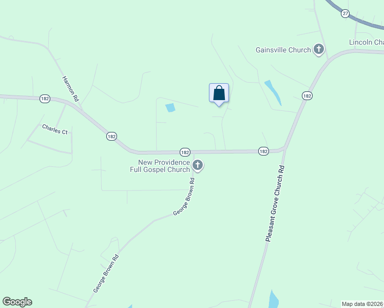 map of restaurants, bars, coffee shops, grocery stores, and more near 2195 North Carolina 182 in Lincolnton