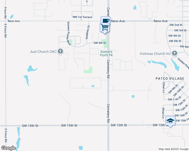 map of restaurants, bars, coffee shops, grocery stores, and more near 13101 Southwest 9th Street in Yukon