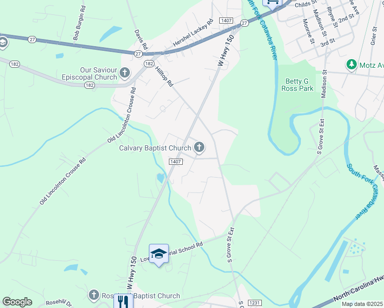 map of restaurants, bars, coffee shops, grocery stores, and more near 1158 Norville Road in Lincolnton