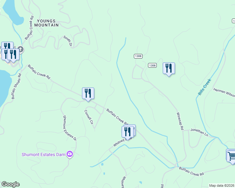 map of restaurants, bars, coffee shops, grocery stores, and more near 172 Summer Morning Court in Lake Lure