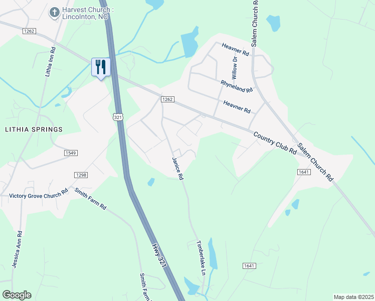 map of restaurants, bars, coffee shops, grocery stores, and more near 1501 Jacks Trail in Lincolnton