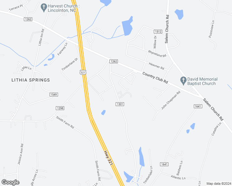 map of restaurants, bars, coffee shops, grocery stores, and more near 1259 Janice Road in Lincolnton