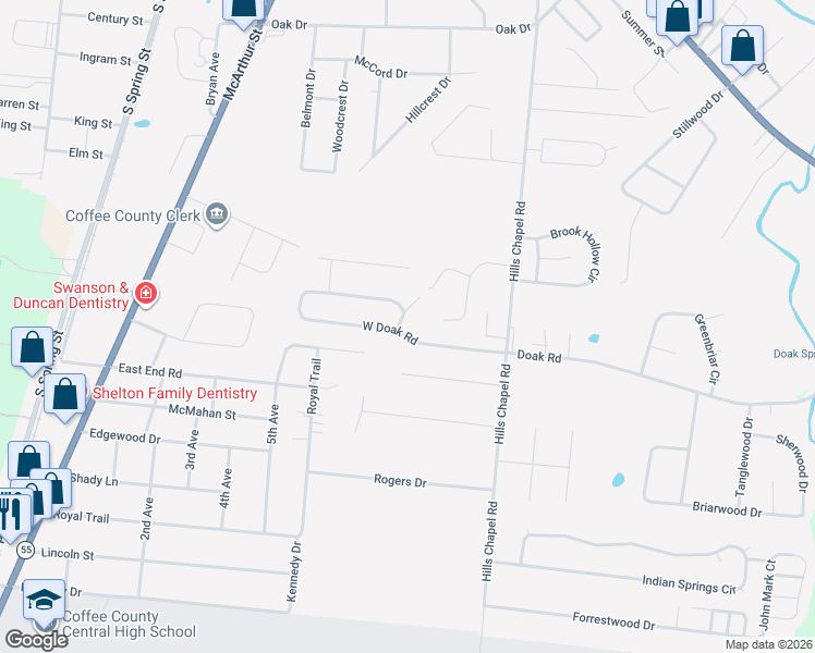 map of restaurants, bars, coffee shops, grocery stores, and more near 16 Cimarron Cir in Manchester