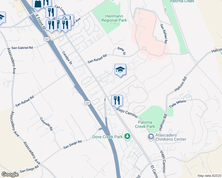 map of restaurants, bars, coffee shops, grocery stores, and more near in Atascadero