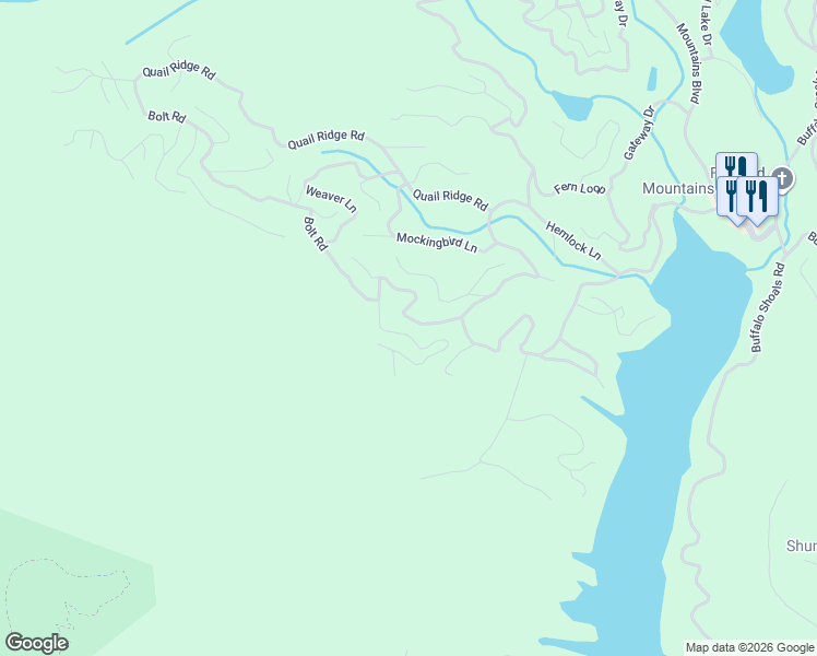 map of restaurants, bars, coffee shops, grocery stores, and more near 157 Blue Bird Road in Lake Lure