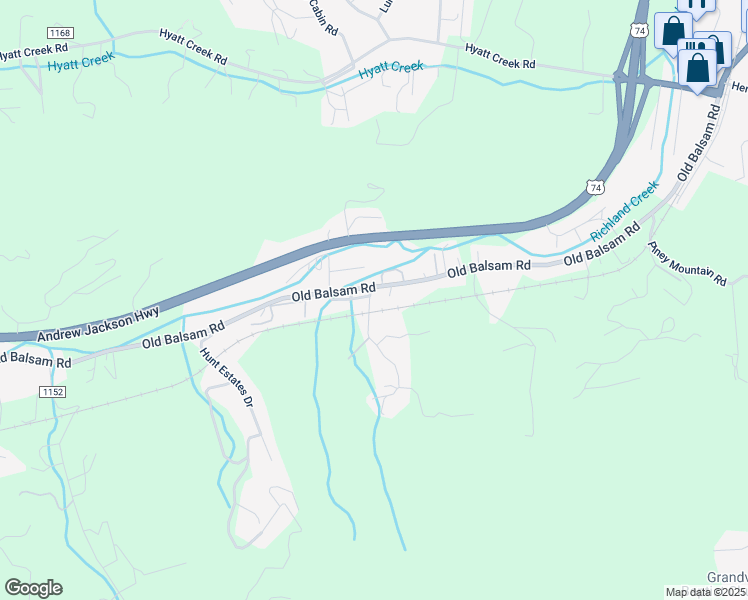 map of restaurants, bars, coffee shops, grocery stores, and more near 48 Lady Bug Drive in Waynesville