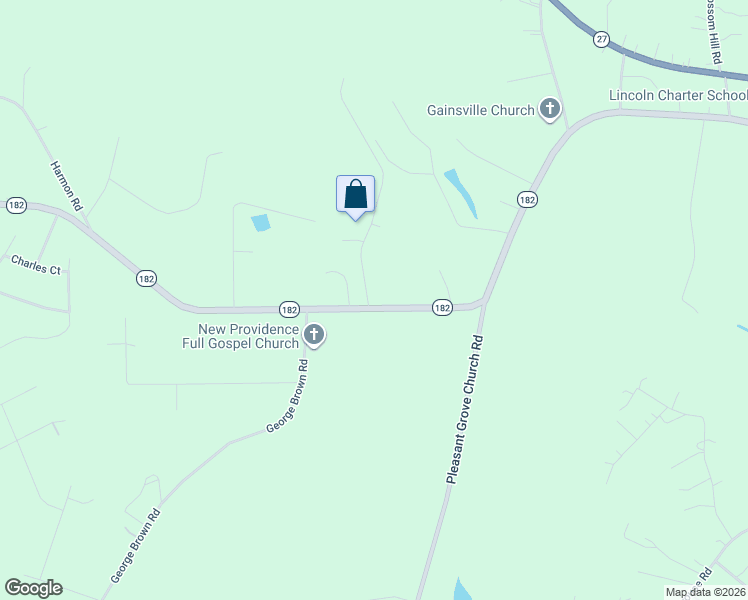 map of restaurants, bars, coffee shops, grocery stores, and more near 2094 North Carolina 182 in Lincolnton