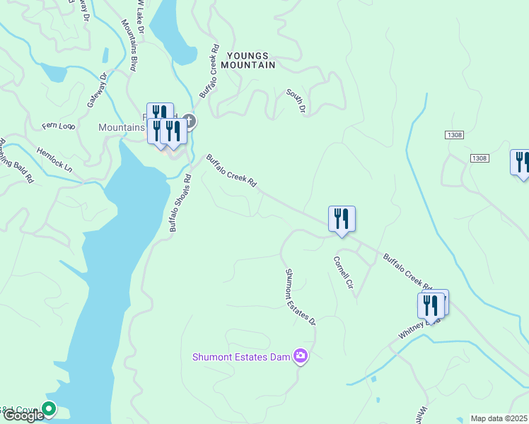 map of restaurants, bars, coffee shops, grocery stores, and more near 123 Mountain Village Boulevard in Lake Lure