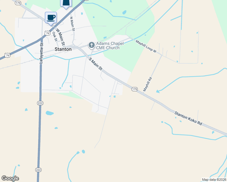 map of restaurants, bars, coffee shops, grocery stores, and more near 41-55 Pecan Street in Stanton