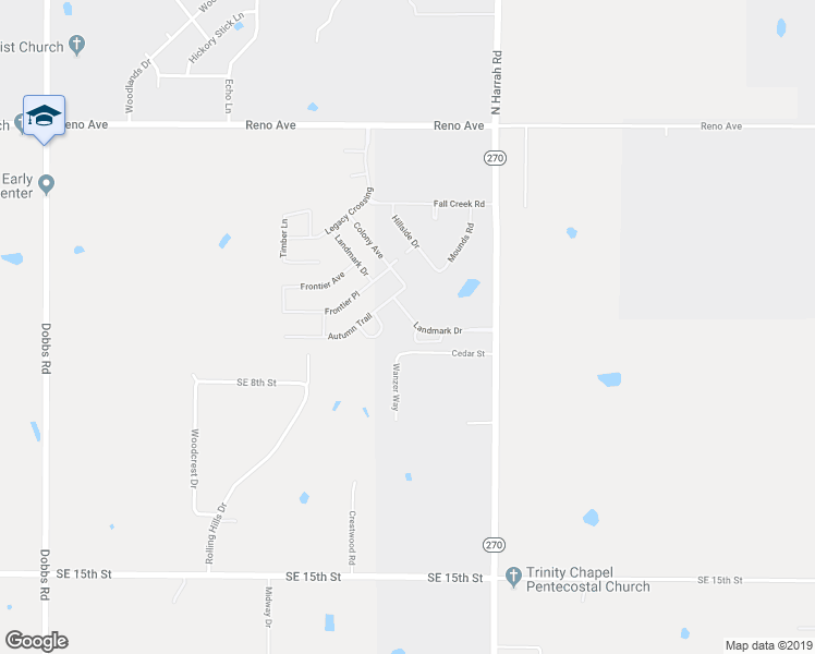 map of restaurants, bars, coffee shops, grocery stores, and more near 20808 Landmark Drive in Harrah