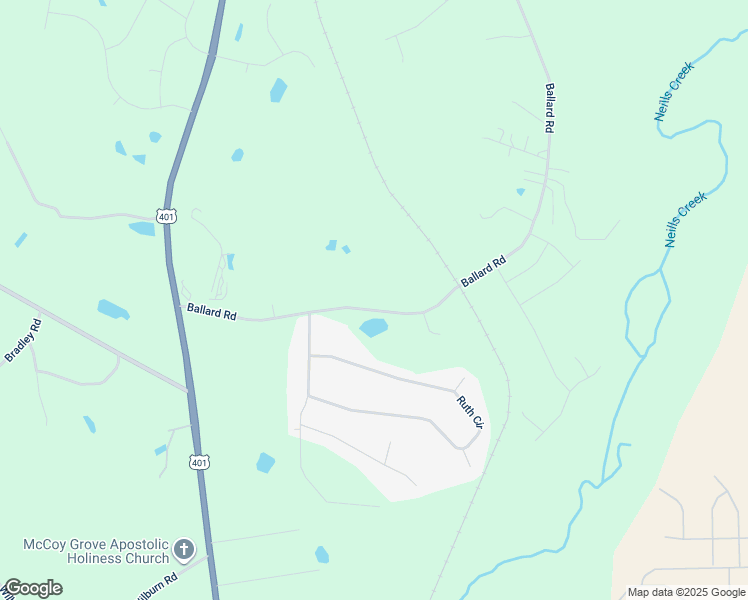 map of restaurants, bars, coffee shops, grocery stores, and more near 455 Ballard Road in Fuquay-Varina