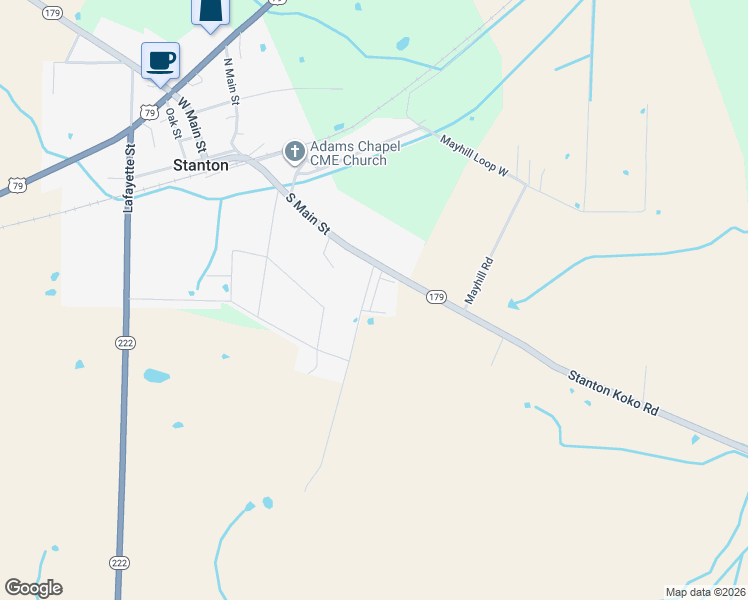 map of restaurants, bars, coffee shops, grocery stores, and more near 41-55 Pecan Street in Stanton