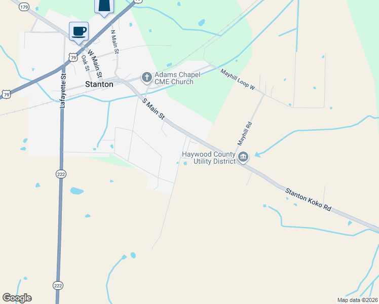 map of restaurants, bars, coffee shops, grocery stores, and more near 39 Pecan Street in Stanton