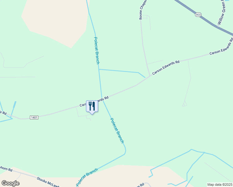 map of restaurants, bars, coffee shops, grocery stores, and more near Carson Edwards Road in Hookerton