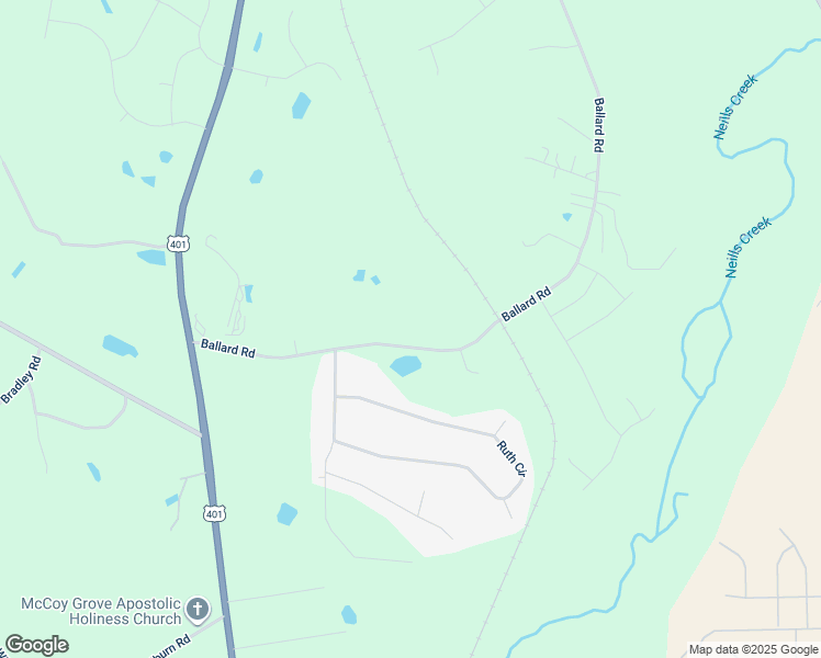 map of restaurants, bars, coffee shops, grocery stores, and more near 455 Ballard Road in Fuquay-Varina